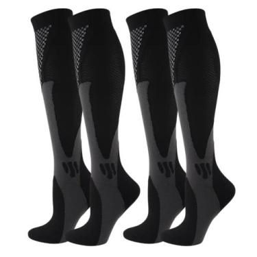 Imagem de Kit 2 Pares Meia De Compressão Esportiva Cano Alto 3/4 Corrida Ciclism