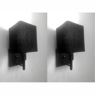 Imagem de Kit-2 Arandela Quadrada Md-2019 Preto C- Inter Liga E Desl Cúpula Em Tecido Preto - Bivolt