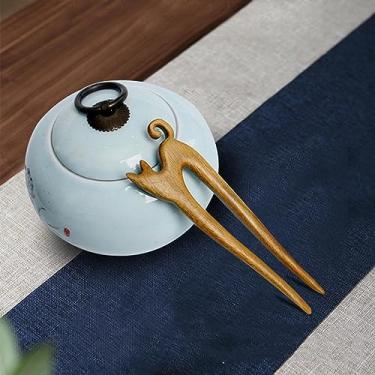 Imagem de Palitos de cabelo de madeira presilhas de cabelo de sândalo vermelho clipes de coelho estilo vintage acessórios para mulheres coque