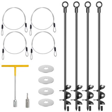 Imagem de hannger 4 peças de âncoras de solo de 76.2 cm kit de âncoras para galpões de aço sólido de 12 mm, hélice de rotação tripla para galpões, garagem, dossel, gazebo, trampolim, casa móvel