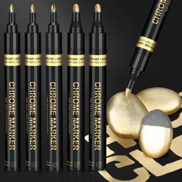 Imagem de Marcadores de pintura KERIFI Liquid Gold Chrome Markers, pacote com 5