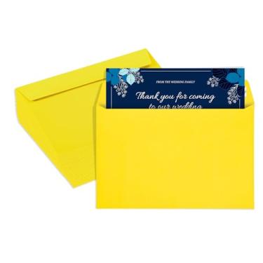 Imagem de Envelopes amarelos limão 15 x 23 cm, embalagem com 50, envelopes coloridos tamanho carta 15 x 23 cm, envelopes para cartões, convites, feriados, cartões postais, presentes, papel de 14,5 kg, envelopes