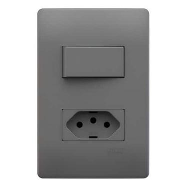 Imagem de Conjunto 4x2 Cinza Com Interruptor Simples E Tomada 10a 250v 10 A 250v