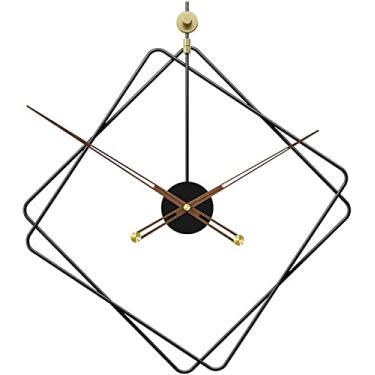 Imagem de Relógio de parede geométrico leve mudo decoração de parede contemporâneo/relógio de parede silencioso, decoração de casa moderna minimalista relógio ponteiro de madeira maciça adequado para sala de