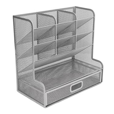 Imagem de Generic Organizador de Caneta de Malha, Malha de Ferro de Armazenamento Vertical 45 ° Organizador de Mesa de Prateada para Tesoura de Régua