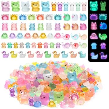 Imagem de Barydat 240 peças de mini animais de resina, pequenos animais de resina, figuras em miniatura que brilham no escuro para micro jardins, ornamentos de paisagem, artesanato de casa de bonecas