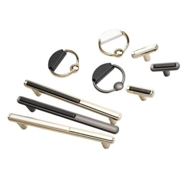 Imagem de CXYFQUUK Puxadores de móveis de liga de zinco puxadores de gaveta de armário de cozinha puxadores de porta de armário de móveis ferragens 2 peças (ouro preto 16 mm)