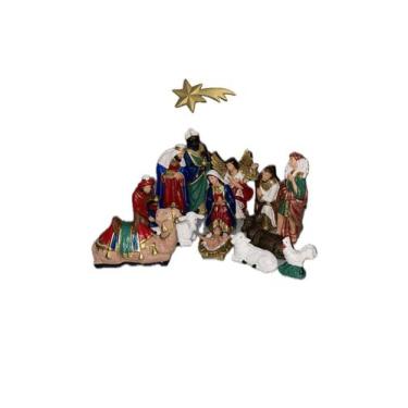 Imagem de Presépio natalino 14 peças 23cm inquebrável de borracha - Imagem Sacra