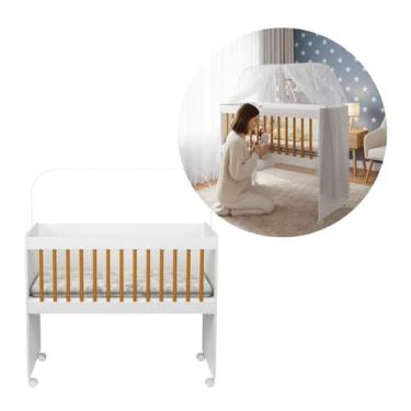 Imagem de Mini Berço Moisés Multifuncional MDF e Rodízios com Colchão - OFERTAMO