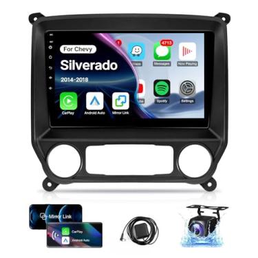 Imagem de Leadfan Rádio estéreo para Chevrolet Silverado 2014 2015 2016 2017 2018 GMC Sierra CarPlay Android Auto Touch Screen substituição estéreo com câmera de reserva, Bluetooth WiFi SWC GPS FM