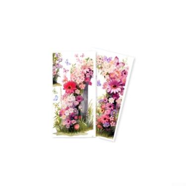 Imagem de Decalques de parede, adesivos decorativos de borboleta floral para sala de estar e quarto adesivos de decoração de fundo Ms7144 (30 * 60 cm x 2 peças) Decalques de parede Descasque e cole