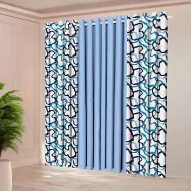 Imagem de Cortina Florata 4,00LX2,20A Estampada para Sala e Quarto Decorativa Fe