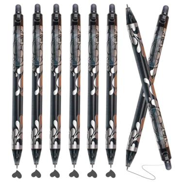 Imagem de ArvezVoy 6 canetas de gel apagáveis, tinta preta, canetas retráteis de 0,5 mm de ponta fina de secagem rápida, canetas de escrita suave para diário, colorir, desenhar, rabiscar, anotar