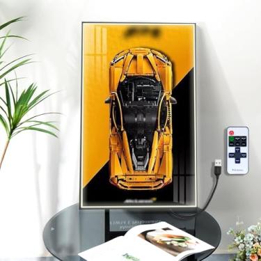 Imagem de Display Wallboard with Led Light for Lego Technic McLaren P1 Hypercar 42172 Building Kit, Lego Car Wall Mount Display, Home or Office Décor Light Up Display Frame(No Car Included)