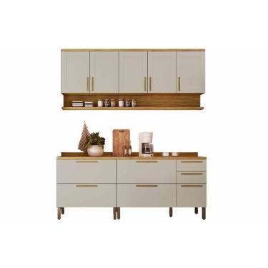 Imagem de Kit Cozinha Modulada 4 Peças Riesling (2aéreos+2balcões) C4p247 Amendoa-off White - Ronipa