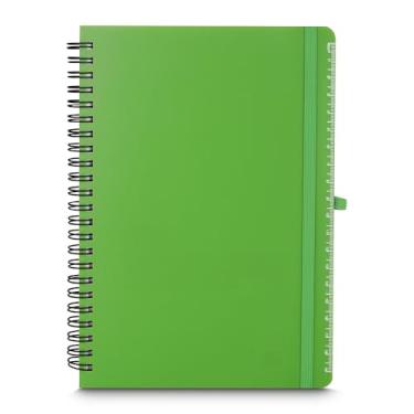 Imagem de Caderno de Anotações Sustentável em PP Reciclável com Suporte para Caneta – 70 Folhas Pautadas Brancas – Capa Resistente e Design Moderno 21x15cm (Verde)
