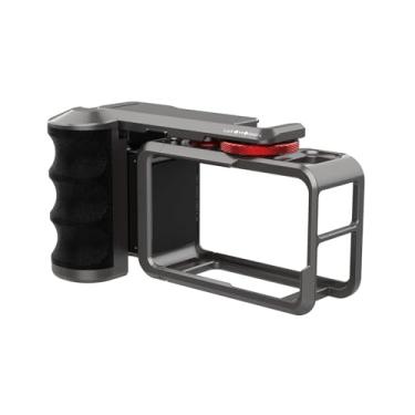 Imagem de SZZCNOX Gaiola de metal de alumínio para acessórios de câmera DJI Action 5 Pro/4/3, capa protetora com orifício rosqueado de 1/4 e suportes de sapata fria, base magnética para coelho (modelo magnético