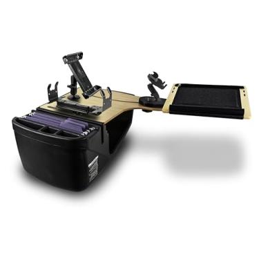 Imagem de AutoExec AE-RDBSLH-PI-PM-TAB-11M Reach Car Desk para sua estação de trabalho de veículo e escritório móvel, banco traseiro lado esquerdo, natural com inversor de potência de 400 watts, suporte para