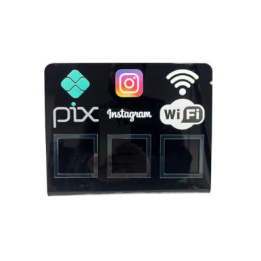 Imagem de Placa Pix Display Mesa Balcão PIX INSTAGRAM E WI-FI(Preto c/Cinza)