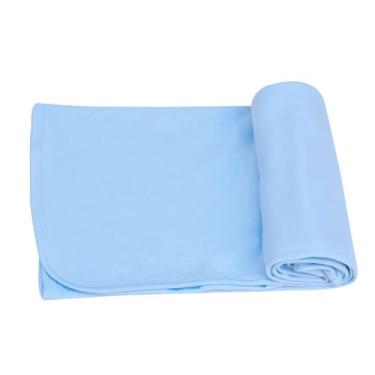 Imagem de Manta Cueiro para Bebê, Malha 100% Algodão, Acabamento em Viés, 80x90cm, Rosa, Azul, Palha, Branco, Amarelo, Verde (Azul Bebê, 1 Manta Coeiro)