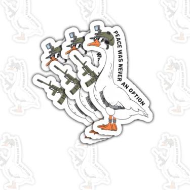 Imagem de 3 peças Peace was Never an Option Silly Goose Sticker, Strong Goose Knife Chick Meme Sticker, Peace was Never an Option, decalques para notebook, garrafa de água, copo e capa de telefone para laptop