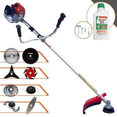 Imagem de Roçadeira Kawashima Bcj521l + 6 Facas + Escova + Óleo Stihl