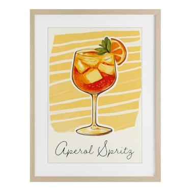Imagem de Stupell Industries Impressão Emoldurada Aperol Spritz e listras amarelas bétula sob vidro, design por Heidi Kuntz, 23 x 17