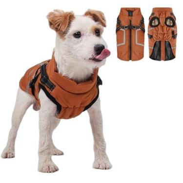 Imagem de Casaco refletivo quente para cães, casaco de inverno impermeável para cães, gola rolê, roupas de cachorro para clima frio (amarelo, P (peito: 35,8-39,9 cm, pescoço: (33 cm))