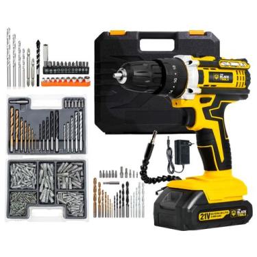 Imagem de Parafusadeira Furadeira Bateria 21v Com Impacto e 300 Peças - The Blac