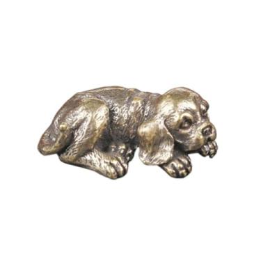Imagem de Estátua em miniatura de cachorro de estimação de latão, escultura de cachorro do zodíaco Fengshui de metal ornamento de mesa bonsai doméstico micro paisagem decr acessórios (B)