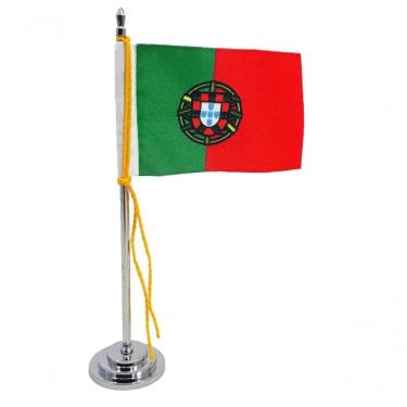 Imagem de Mini Bandeira De Mesa Da Portugal 15 Cm Poliéster