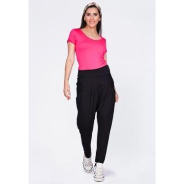 Imagem de Calça Saruel Malha Drapeada Preta - M - Veste do 40 ao 44-Feminino