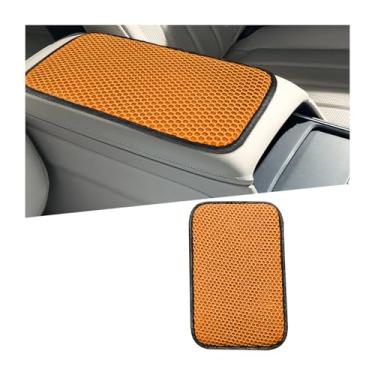 Imagem de Sandfren Capa de console central de carro, 3D Honeycomb Ice Silk Almofada de proteção de caixa de assento de apoio de braço de veículo, tapete de almofada de console médio interior automotivo