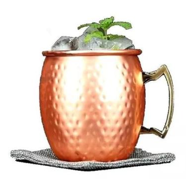 Imagem de Caneca Moscow Mule 600Ml 9Cm Em Cobre Alça Dourada Kehome