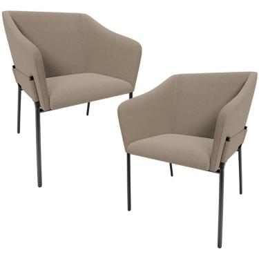 Imagem de Kit 2 Cadeiras Para Sala De Jantar Estar Living Olívia L02 Bouclê Bege - Lyam Decor