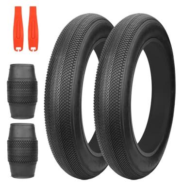 Imagem de FOMAS Pneu Fat Bike 20/24/66.0 x 10.2 cm Heavy Duty Antiderrapante Dobrável Substituição All-Terrain Pneu para E-Bike Snow Bike (Preto Pacote com 2, 50 x 10 cm)