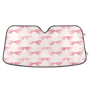 Imagem de ATTX Para-brisa de carro com arco rosa 134.6 cm x 59.7 cm escudo solar universal com proteção UV, persiana de janela frontal automática dobrável para caminhões Sedans SUVs #278