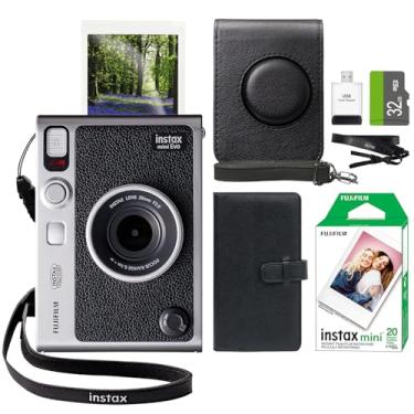 Imagem de FUJIFILM Câmera Instax Mini EVO híbrida instantânea preta + filme Fuji Instax 20 folhas + capa personalizada e álbum 32 GB cartão de memória micro SD pacote de acessórios
