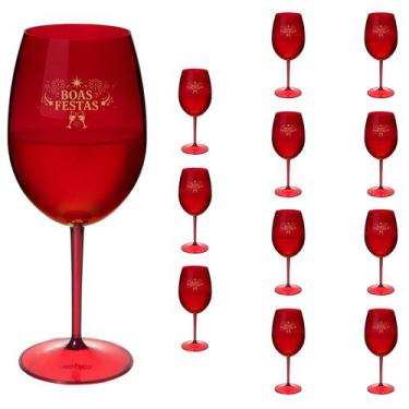 Imagem de Taças Vinho Acrílico 600ml Boas Festas Taça Vinho 12pçs - NEOPLAS, VER