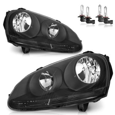 Imagem de Vizotae Faróis para VW Jetta Sedan/06-09 Volkswagen GTI/Coelho/09 VW Wagon 2005-2010, farol alto/baixo com lâmpadas, não serve para XENON/HID