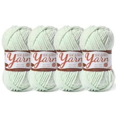 Imagem de Pacote com 4 fios de veludo fofo para crochê, cobertor de bebê para crochê macio, 200 g (262,4 jardas) fios amigurumi, fios de crochê de chenille de pelúcia, fio de quebra-cabeça para artesanato de