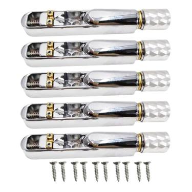 Imagem de MotiveTech Ponte E Estandarte para Guitarra Elétrica Sem Tarraxas. Peças para Ponte de Guitarra. Acessórios Práticos para Instrumentos Musicais com a, Prata 5 Cordas