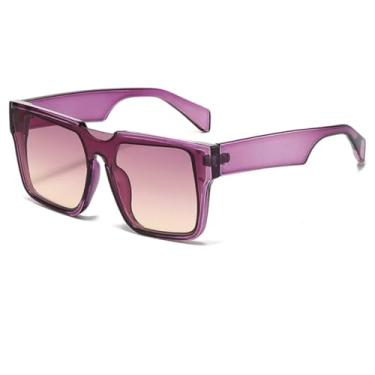 Imagem de Óculos de Sol Oversized Femininos e Masculinos, Estilo Punk, Proteção UV400 (Roxo-Amarelo Roxo).