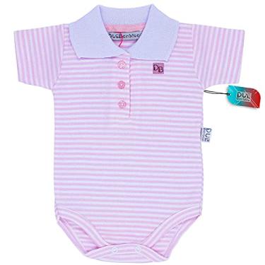 Imagem de Body Bebê Gola Polo Manga Curta Listrado Rosa