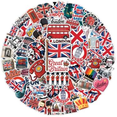 Imagem de 64PCS London Stickers – British UK Red Bus Union Jack Decals for Laptop, Scrapbook, Water Bottle, Travel Journal
