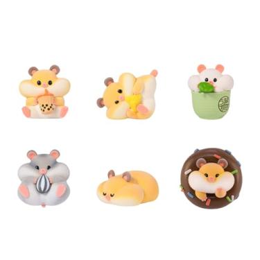 Imagem de maidimiao Flocking Hamster Daily Life Series Blind Box Figures 6PCs Figurine Ornament