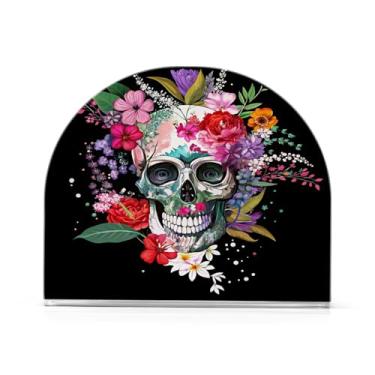 Imagem de JUZIHAI Porta-guardanapos de flor de crânio para mesa dispensador de guardanapo de acrílico para mesa suporte de lenços independente para cozinha sala de jantar bar festa decoração de casa