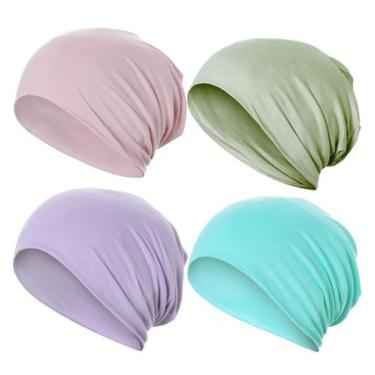 Imagem de Capas de dormir Beanie JarseHera Cotton Slouchy Chemo Headwear x4