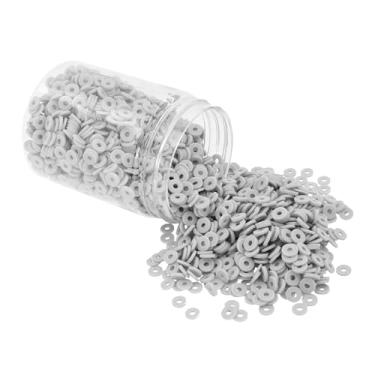 Imagem de Mandala Crafts Kit de contas de argila de polímero cinza de 4 mm para pulseiras da amizade - 6000 contas de disco cinza Heishi para fabricação de joias espaçadores redondos - contas planas para fazer