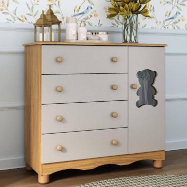 Imagem de Cômoda Infantil 95cm 1 Porta com Vidro e 4 Gavetas Ternura Multimóveis MP4479